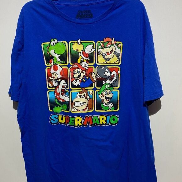 Super Mario Men's Multicolor Nintendo Graphic Cotton Short Sleeve T-Shirt Sz XXL - Picture 1 of 7